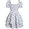 image:imageRoseSeek Girls Floral Summer Dress Layer Ruffle Sweetheart Neck Short Puff Sleeve A Line Casual DressFloral Blue and White