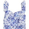 image:imageRoseSeek Girls Floral Summer Dress Ruffle Shirred High Waist Ruched Sweetheart A Line Spring DressBlue White Floral