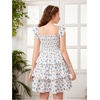 image:imageRoseSeek Girls Floral Summer Dress Ruffle Shirred High Waist Ruched Sweetheart A Line Spring DressBlue and White