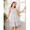 image:imageRoseSeek Girls Floral Summer Dress Ruffle Shirred High Waist Ruched Sweetheart A Line Spring DressBlue and White