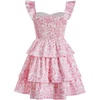 image:imageRoseSeek Girls Floral Summer Dress Ruffle Shirred High Waist Ruched Sweetheart A Line Spring DressFloral Pink