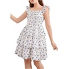 image:imageRoseSeek Girls Floral Summer Dress Ruffle Shirred High Waist Ruched Sweetheart A Line Spring DressWhite