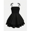 image:imageRoseSeek Girls Flowy Cami Dress Ruched Sleeveless Pink Layered Ruffle Kawaii Short Smocked Summer DressesBlack