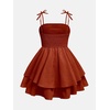image:imageRoseSeek Girls Flowy Cami Dress Ruched Sleeveless Pink Layered Ruffle Kawaii Short Smocked Summer DressesBurnt Orange