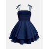image:imageRoseSeek Girls Flowy Cami Dress Ruched Sleeveless Pink Layered Ruffle Kawaii Short Smocked Summer DressesDeep Blue