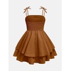 image:imageRoseSeek Girls Flowy Cami Dress Ruched Sleeveless Pink Layered Ruffle Kawaii Short Smocked Summer DressesOrange