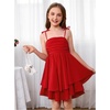 image:imageRoseSeek Girls Flowy Cami Dress Ruched Sleeveless Pink Layered Ruffle Kawaii Short Smocked Summer DressesRed