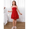 image:imageRoseSeek Girls Flowy Cami Dress Ruched Sleeveless Pink Layered Ruffle Kawaii Short Smocked Summer DressesRed