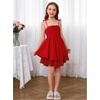 image:imageRoseSeek Girls Flowy Cami Dress Ruched Sleeveless Pink Layered Ruffle Kawaii Short Smocked Summer DressesRed