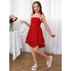 image:imageRoseSeek Girls Flowy Cami Dress Ruched Sleeveless Pink Layered Ruffle Kawaii Short Smocked Summer DressesRed