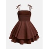 image:imageRoseSeek Girls Flowy Cami Dress Ruched Sleeveless Pink Layered Ruffle Kawaii Short Smocked Summer DressesRust Brown