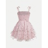 image:imageRoseSeek Girls Flowy Cami Dress Ruched Sleeveless Pink Layered Ruffle Kawaii Short Smocked Summer DressesSheer Pink