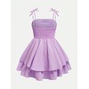 image:imageRoseSeek Girls Flowy Cami Dress Ruched Sleeveless Pink Layered Ruffle Kawaii Short Smocked Summer DressesViolet Purple