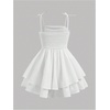 image:imageRoseSeek Girls Flowy Cami Dress Ruched Sleeveless Pink Layered Ruffle Kawaii Short Smocked Summer DressesWhite
