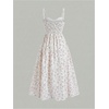 image:imageRoseSeek Girls Flowy Floral Midi Dresses Smocked Cami Sundress Beach Vacation Summer DressWhite Floral