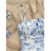 image:imageRoseSeek Girls Formal Cute Dresses Floral Mesh Ruched Mini Dress Spaghetti Strap Vacation Summer DressesBlue and White