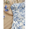 image:imageRoseSeek Girls Formal Cute Dresses Floral Mesh Ruched Mini Dress Spaghetti Strap Vacation Summer DressesBlue and White