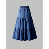 image:imageRoseSeek Girls Ruffle Hem Denim Maxi Skirt High Waisted A Line Skirts Retro Vintage OutfitsDark Wash