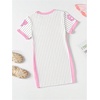 image:imageRoseSeek Girls Striped Number Graphic T Shirt Dress Short Sleeve Crewneck Summer A Line Jersey Mini DressMulticolor Pink