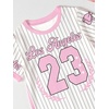 image:imageRoseSeek Girls Striped Number Graphic T Shirt Dress Short Sleeve Crewneck Summer A Line Jersey Mini DressMulticolor Print
