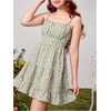 image:imageRoseSeek Girls Summer Dress Floral Ruffle Hem Spaghetti Strap Ruched Bust Cami Short Dress SundressGreen