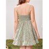 image:imageRoseSeek Girls Summer Dress Floral Ruffle Hem Spaghetti Strap Ruched Bust Cami Short Dress SundressGreen