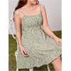 image:imageRoseSeek Girls Summer Dress Floral Ruffle Hem Spaghetti Strap Ruched Bust Cami Short Dress SundressGreen