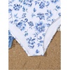 image:imageRoseSeek Girls Swimsuits 3 Piece Floral Spaghetti Strap Wireless Swimwear with Ruched Beach Skirts Bathing SuitsBlue and White