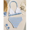 image:imageRoseSeek Girls Tie Dye Smocked 2 Piece Swimwear Sets Backless Halter Bikini Cute Brief Bathing SuitBlue and White