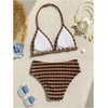 image:imageRoseSeek Girls Tie Dye Smocked 2 Piece Swimwear Sets Backless Halter Bikini Cute Brief Bathing SuitCoffee