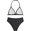 image:imageRoseSeek Girls Tie Dye Smocked 2 Piece Swimwear Sets Backless Halter Bikini Cute Brief Bathing SuitDots Black
