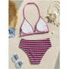 image:imageRoseSeek Girls Tie Dye Smocked 2 Piece Swimwear Sets Backless Halter Bikini Cute Brief Bathing SuitHot Pink and Black