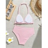 image:imageRoseSeek Girls Tie Dye Smocked 2 Piece Swimwear Sets Backless Halter Bikini Cute Brief Bathing SuitLight Striped Pink