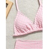 image:imageRoseSeek Girls Tie Dye Smocked 2 Piece Swimwear Sets Backless Halter Bikini Cute Brief Bathing SuitLight Striped Pink