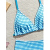image:imageRoseSeek Girls Tie Dye Smocked 2 Piece Swimwear Sets Backless Halter Bikini Cute Brief Bathing SuitPlaid Blue