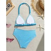 image:imageRoseSeek Girls Tie Dye Smocked 2 Piece Swimwear Sets Backless Halter Bikini Cute Brief Bathing SuitPlaid Blue