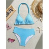 image:imageRoseSeek Girls Tie Dye Smocked 2 Piece Swimwear Sets Backless Halter Bikini Cute Brief Bathing SuitPlaid Blue