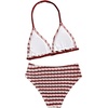 image:imageRoseSeek Girls Tie Dye Smocked 2 Piece Swimwear Sets Backless Halter Bikini Cute Brief Bathing SuitRed Striped