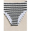 image:imageRoseSeek Girls Tie Dye Smocked 2 Piece Swimwear Sets Backless Halter Bikini Cute Brief Bathing SuitStriped Black and White