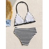 image:imageRoseSeek Girls Tie Dye Smocked 2 Piece Swimwear Sets Backless Halter Bikini Cute Brief Bathing SuitStriped Black and White