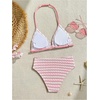 image:imageRoseSeek Girls Tie Dye Smocked 2 Piece Swimwear Sets Backless Halter Bikini Cute Brief Bathing SuitStriped Pink