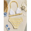 image:imageRoseSeek Girls Tie Dye Smocked 2 Piece Swimwear Sets Backless Halter Bikini Cute Brief Bathing SuitStriped Yellow