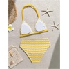 image:imageRoseSeek Girls Tie Dye Smocked 2 Piece Swimwear Sets Backless Halter Bikini Cute Brief Bathing SuitStriped Yellow and White