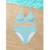 image:imageRoseSeek Girls Tie Dye Smocked 2 Piece Swimwear Sets Backless Halter Bikini Cute Brief Bathing SuitTeal Blue