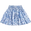 image:imageRoseSeek Girls Tiered Layer Shirred Boho Smocked Skirts Casual Cute High Waisted Pleated Ruffle Flowy Elastic SkirtsBlue and White