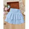 image:imageRoseSeek Girls Tiered Layer Shirred Boho Smocked Skirts Casual Cute High Waisted Pleated Ruffle Flowy Elastic SkirtsBright Blue