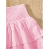 image:imageRoseSeek Girls Tiered Layer Shirred Boho Smocked Skirts Casual Cute High Waisted Pleated Ruffle Flowy Elastic SkirtsBright Pink
