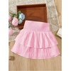 image:imageRoseSeek Girls Tiered Layer Shirred Boho Smocked Skirts Casual Cute High Waisted Pleated Ruffle Flowy Elastic SkirtsBright Pink
