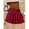 image:imageRoseSeek Girls Tiered Layer Shirred Boho Smocked Skirts Casual Cute High Waisted Pleated Ruffle Flowy Elastic SkirtsBurgundy