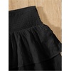 image:imageRoseSeek Girls Tiered Layer Shirred Boho Smocked Skirts Casual Cute High Waisted Pleated Ruffle Flowy Elastic SkirtsPure Black